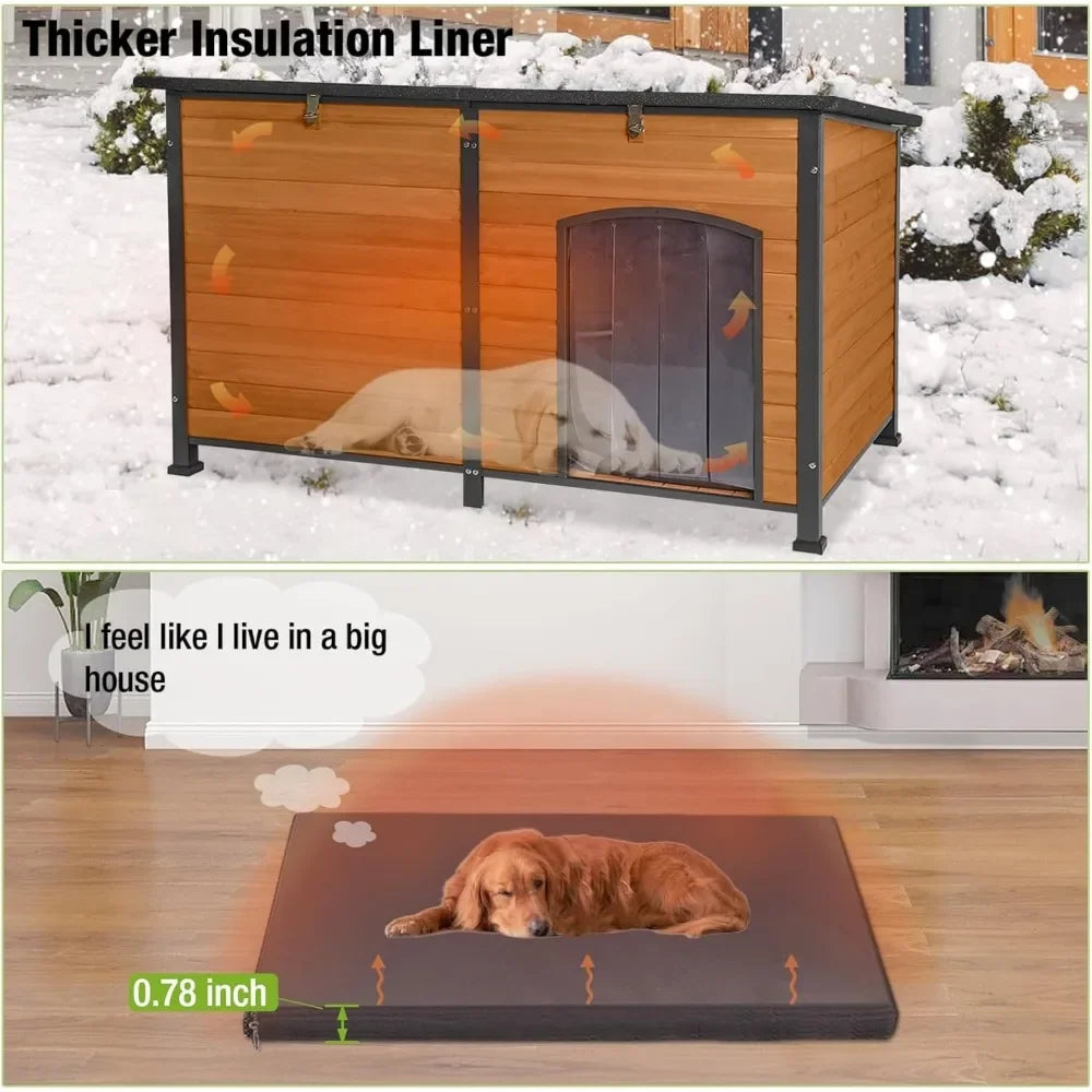 Dog House Insulated Outdoor with 6 Sides All-round Thermal Liner