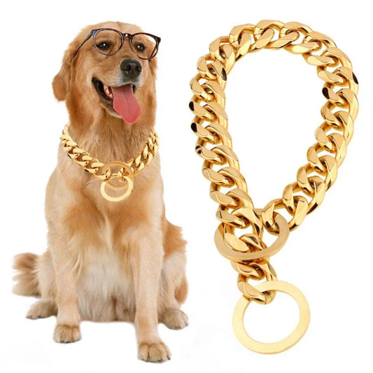 Metal Dog  Luxury Dog Collar Gold Chain Necklace