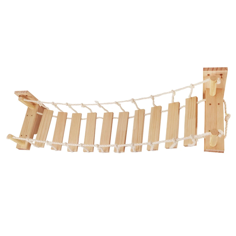 Wall-mounted Cat Roped Bridge for Indoor Cats,Steps with Sisal Wall Wooden